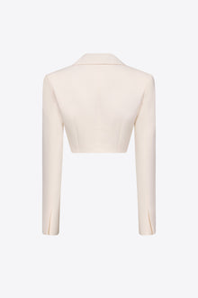 Crystal Brooch Cropped Jacket | Whipped White