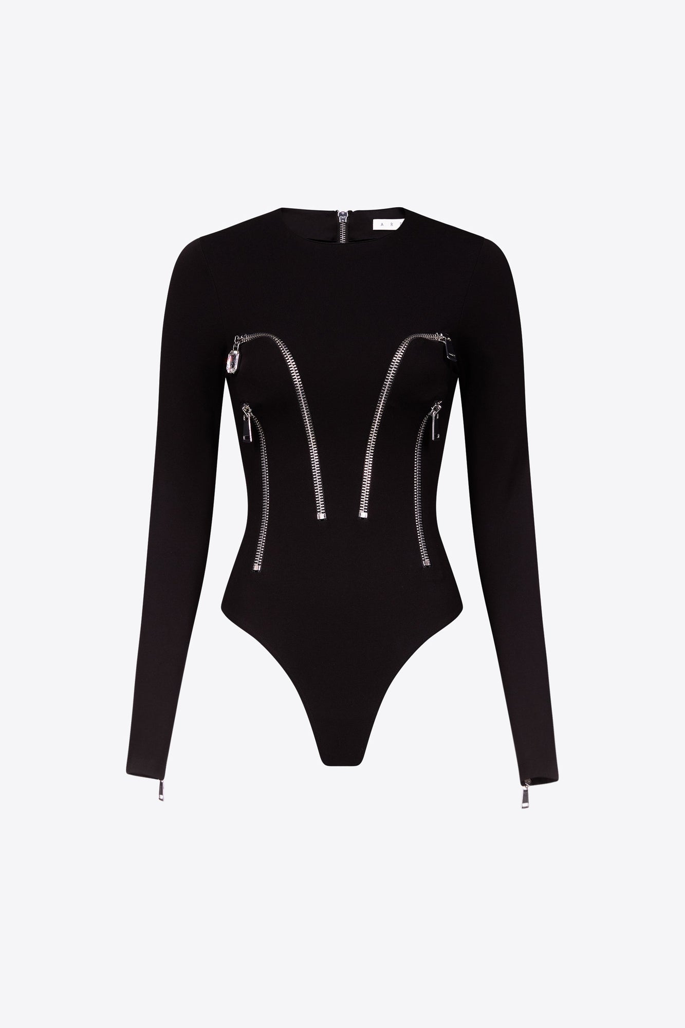 Long Sleeve Zipper Bodysuit | Black