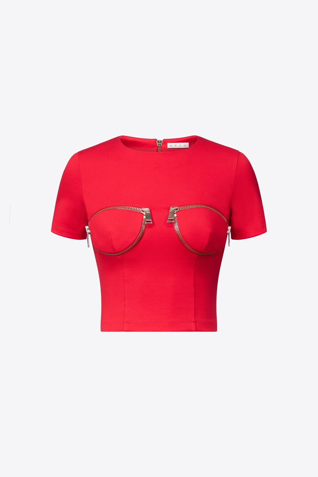 Zipper Bustier Cup T-Shirt | Carmine