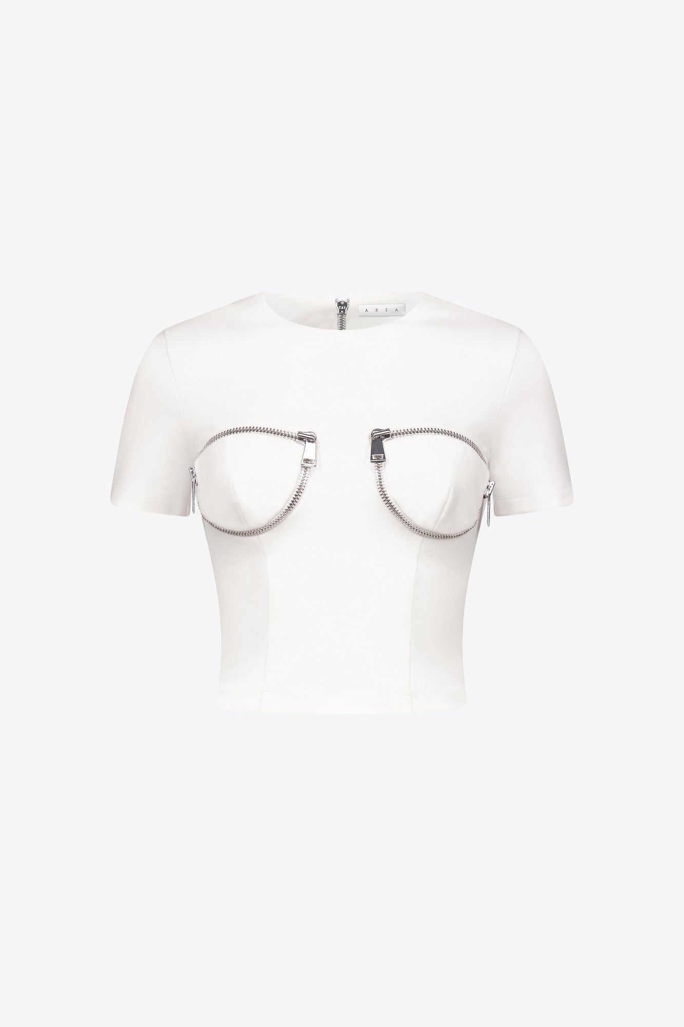 Zipper Bustier Cup T-Shirt | White
