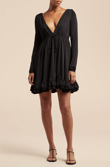 Babydoll Long Sleeve Dress | Black