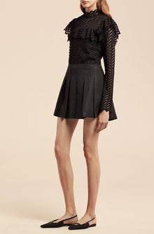 Pleated Faille Skirt | Black