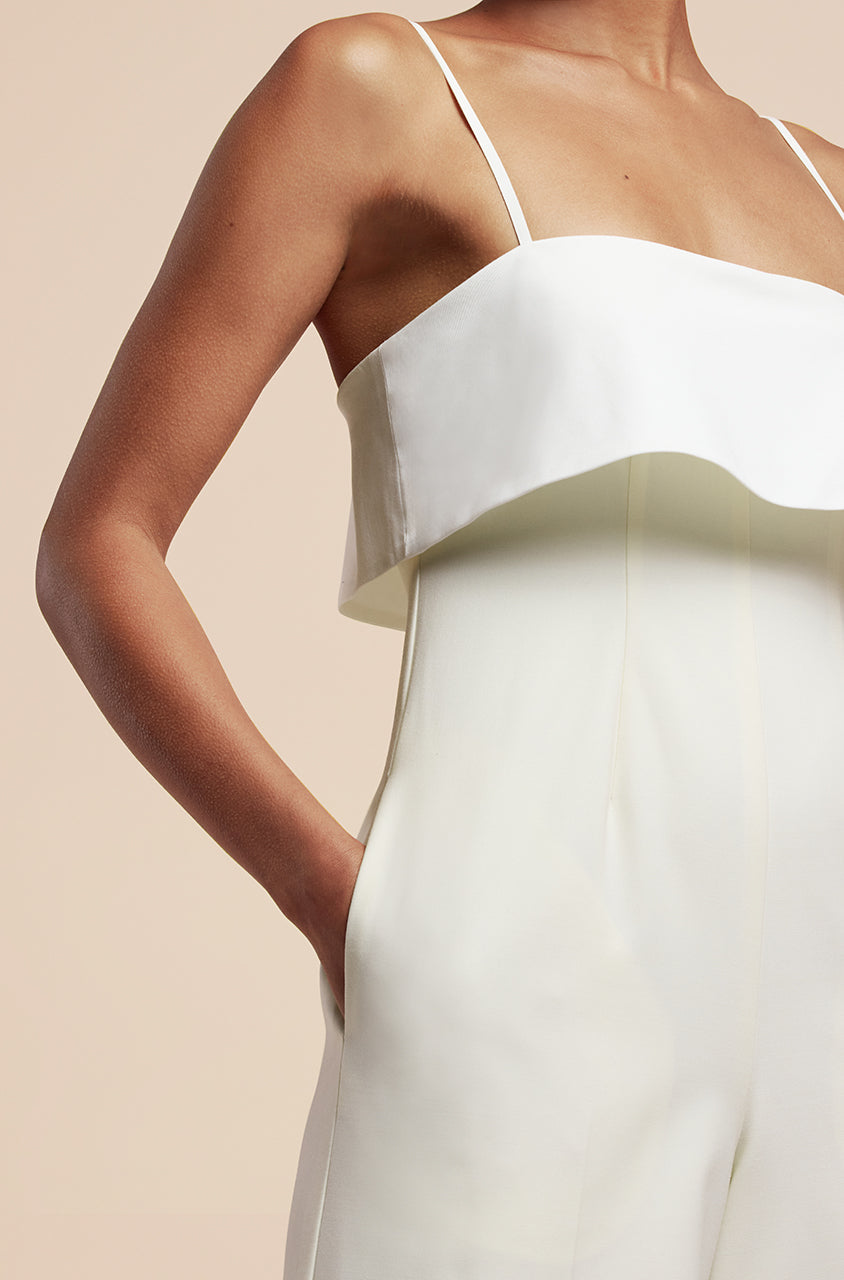 Tuxedo Wide Leg Jumpsuit | Ivory