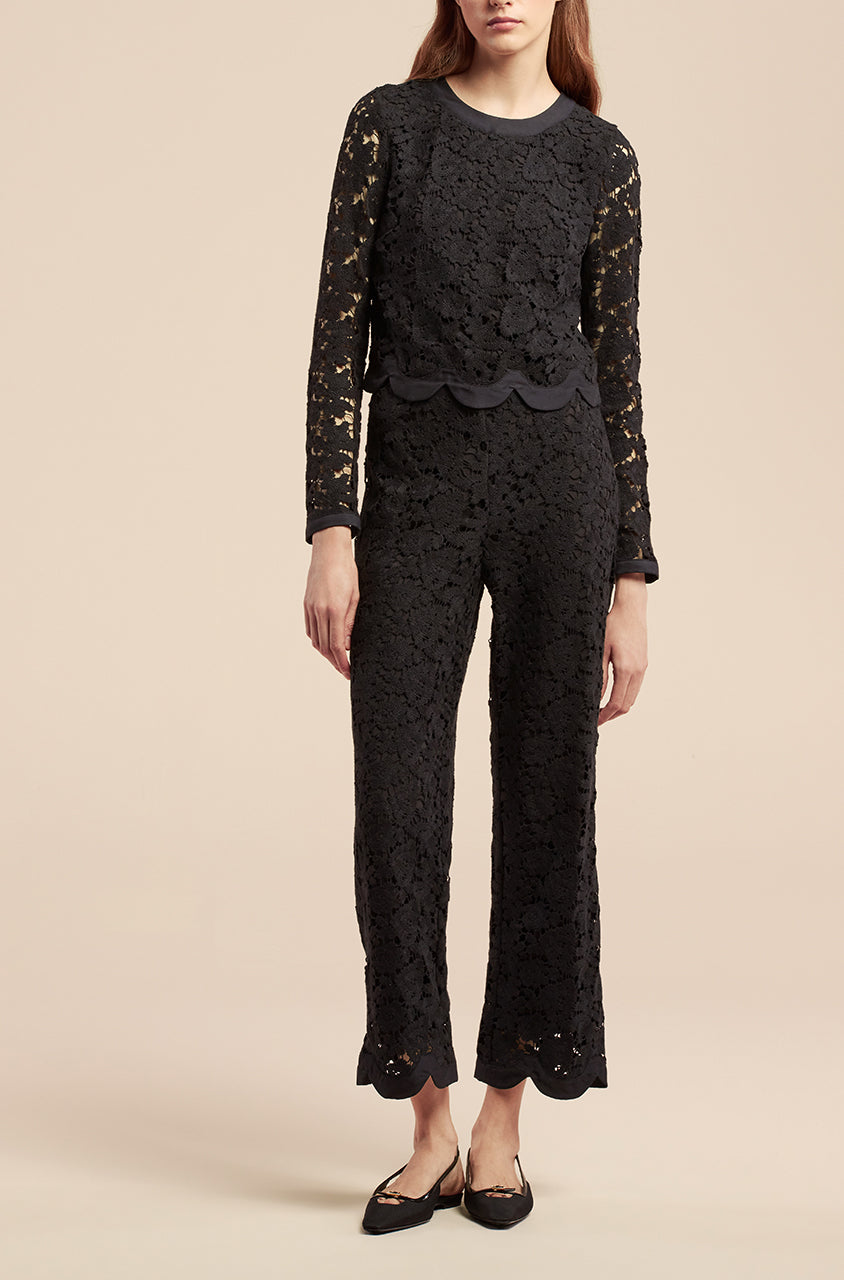 Lace Bow Top | Black