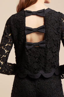 Lace Bow Top | Black