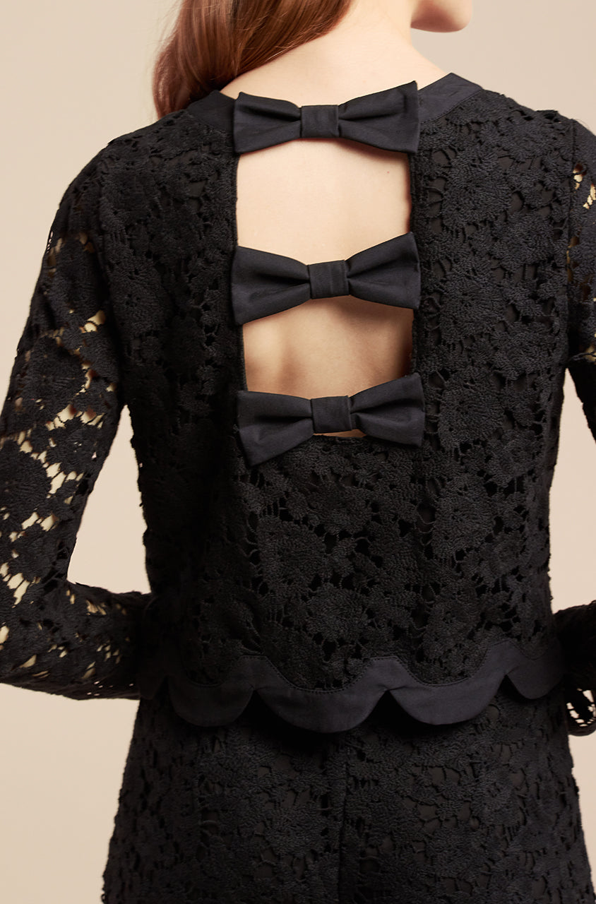 Lace Bow Top | Black