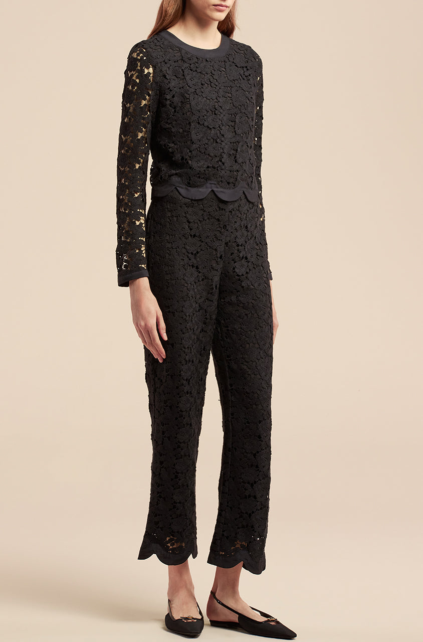 Lace Bow Top | Black