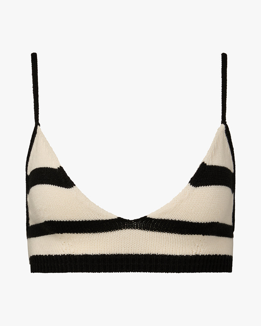 Sweater Bra Top | Ivory/Black