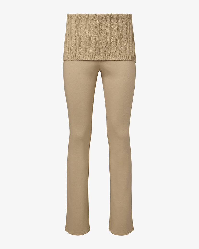 Cable Knit Roll Over Pant | Taupe