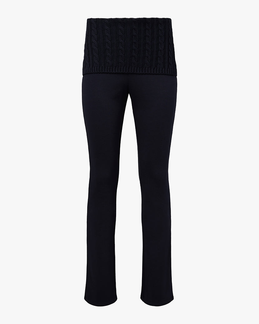 Cable Knit Roll Over Pant | Navy