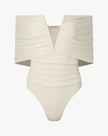 Ruched Off Shoulder Bodysuit | Ivory