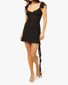 Asymmetrical Lace Mini Dress | Black