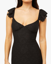Asymmetrical Lace Mini Dress | Black
