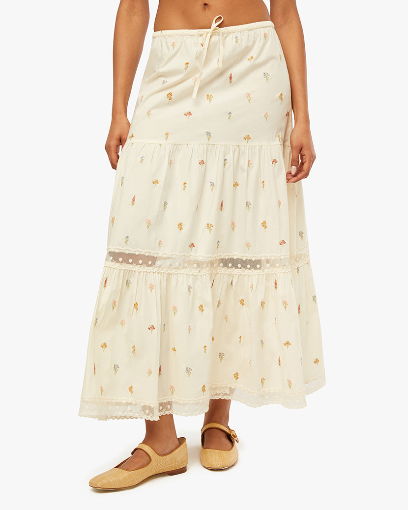 Midi Pull On Skirt | Antique White
