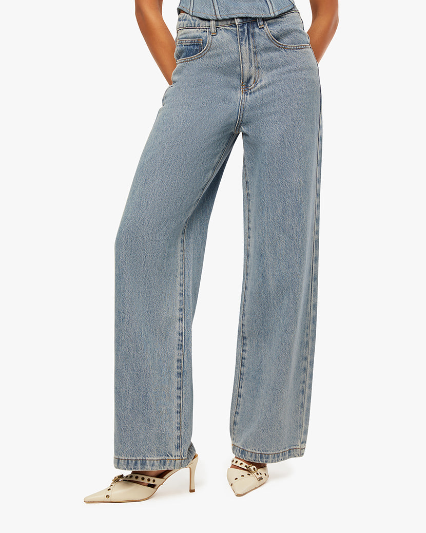 Wide Leg Denim Pant | Denim Blue