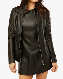 Vegan Leather Moto Jacket | Black