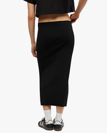 Rib Midi Skirt | Black
