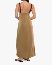 Crochet Top Maxi Dress | Warm Taupe/Russet