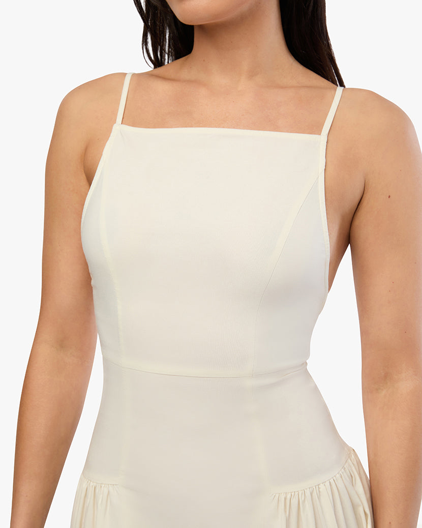 Flare Panel Midi Dress | Ivory Flare Panel Midi Dress | Ivory