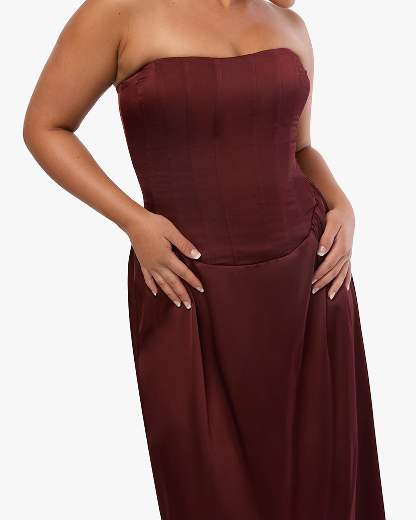 Corset Column Midi Dress | Russet