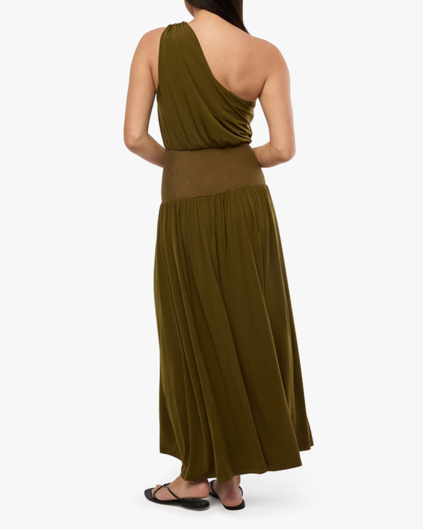 One Shoulder Maxi Dress | Avocado