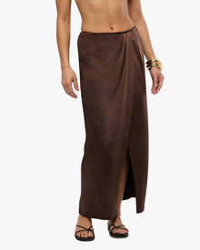 Draped Front Midi Skirt | Muted Eggplant