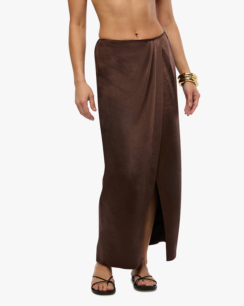 Draped Front Midi Skirt | Muted Eggplant
