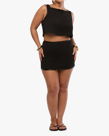 Linen Mini Skirt | Black