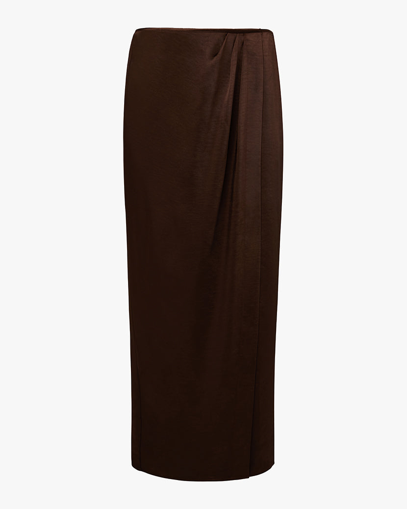 Draped Front Midi Skirt | Muted Eggplant