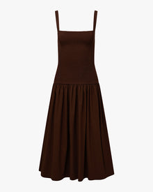 Smocked Drop Waist Midi Dress | Muted Eggplant