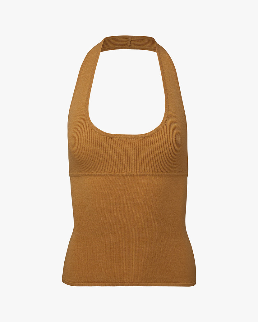 Scoop Neck Halter Tank | Warm Taupe