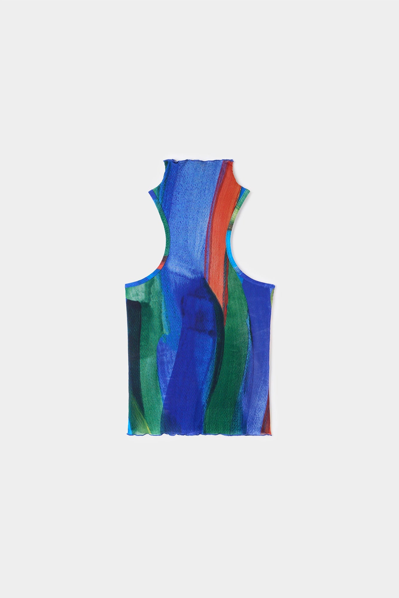 Women | Pennellata Tulle High Neck Tank Top | Multicolor