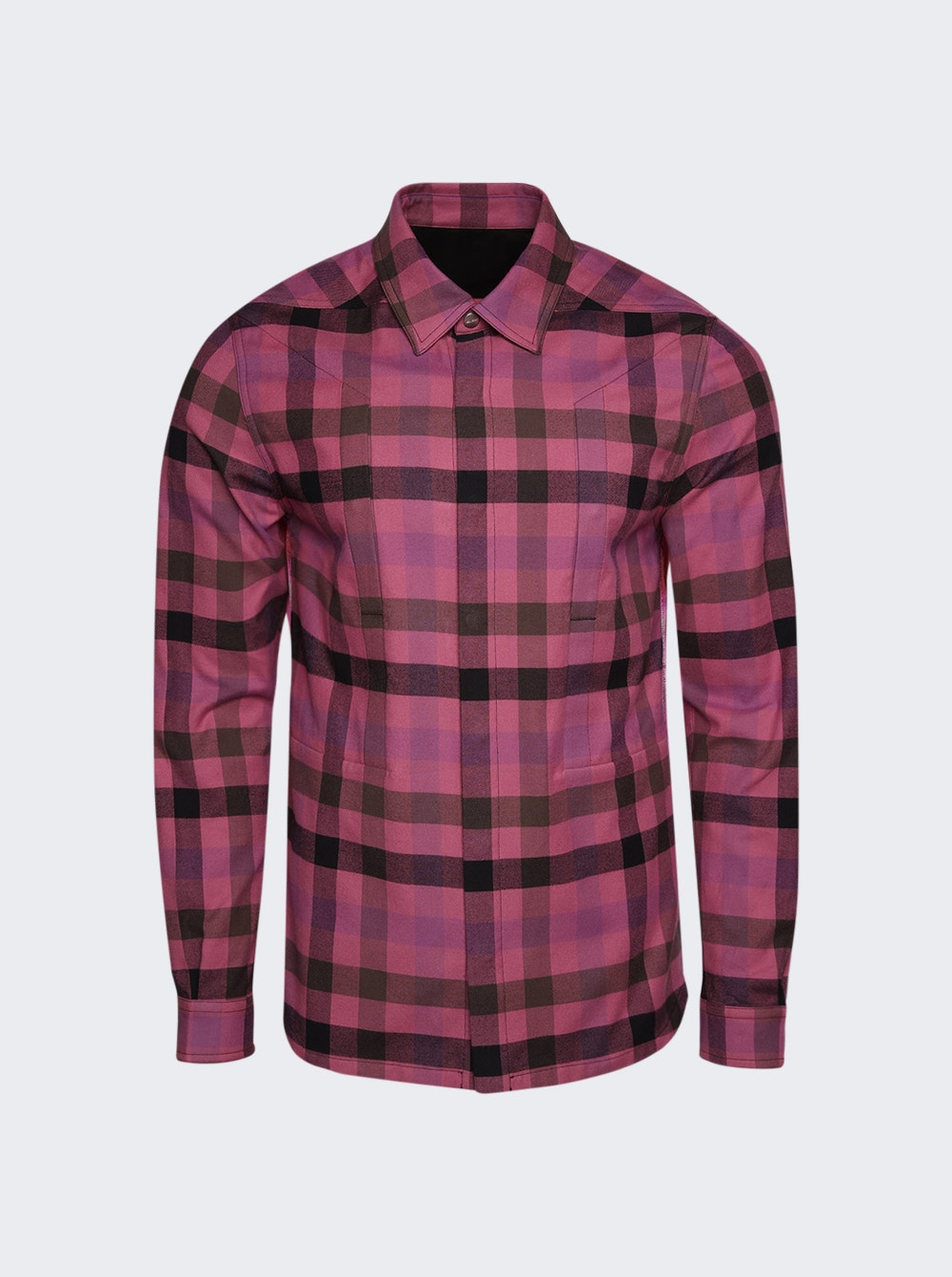 Men | Rick Owens | Fogpocket Plaid Outershirt | Hot Pink