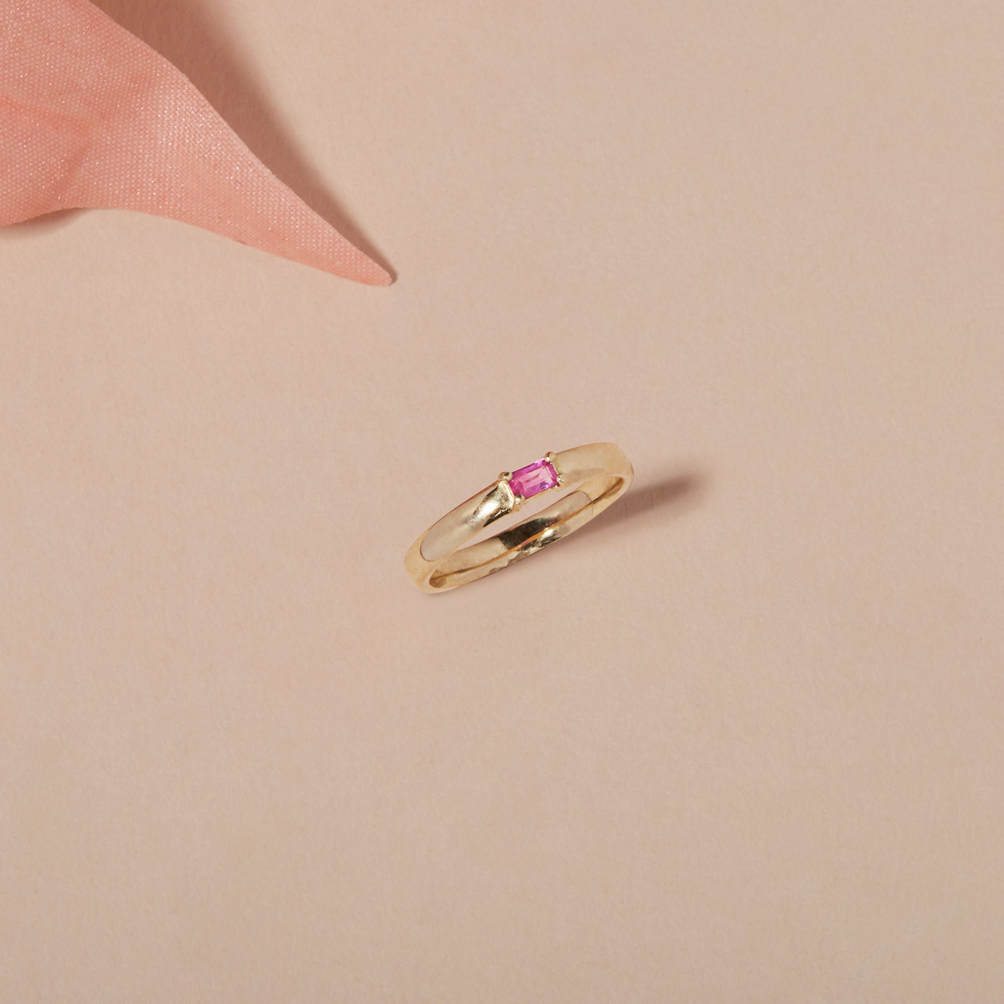 Ruby Baguette Pinky Ring | 10K Solid Yellow Gold