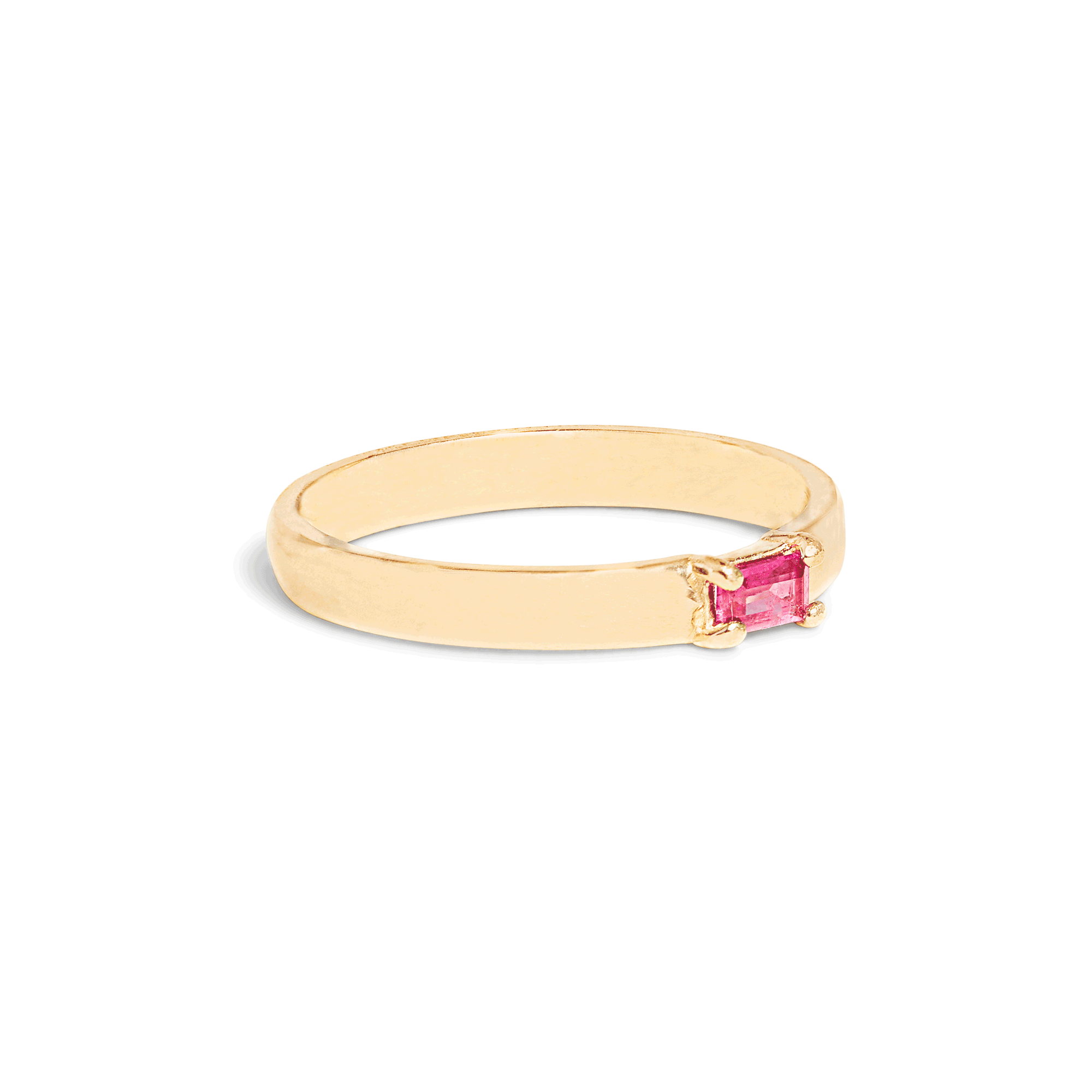 Ruby Baguette Pinky Ring | 10K Solid Yellow Gold