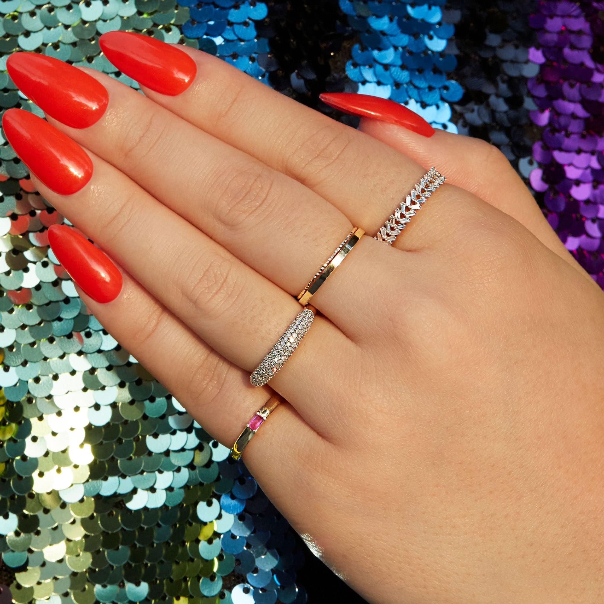 Ruby Baguette Pinky Ring | 10K Solid Yellow Gold
