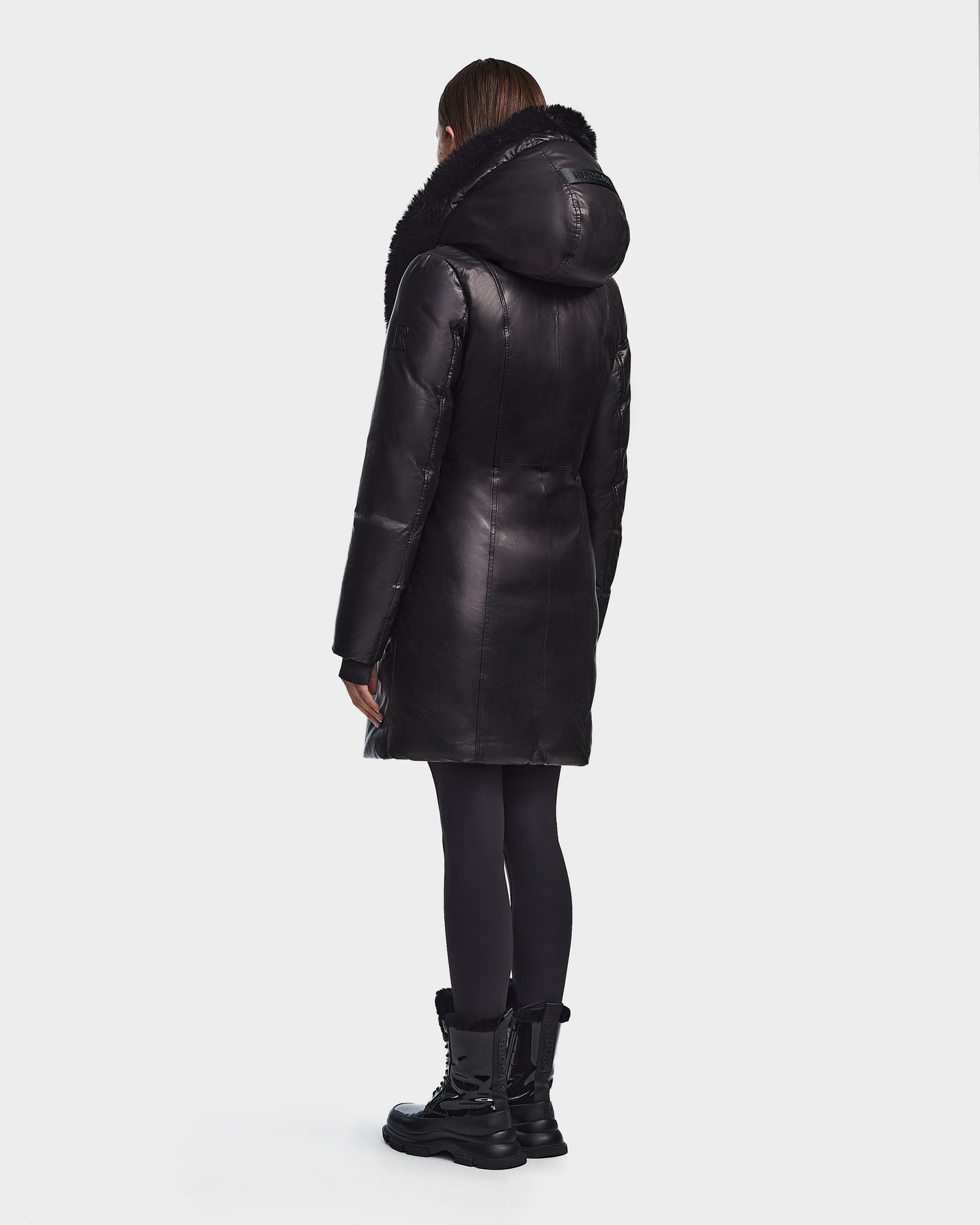 Women | MAIA X Leather Down Parka | Black