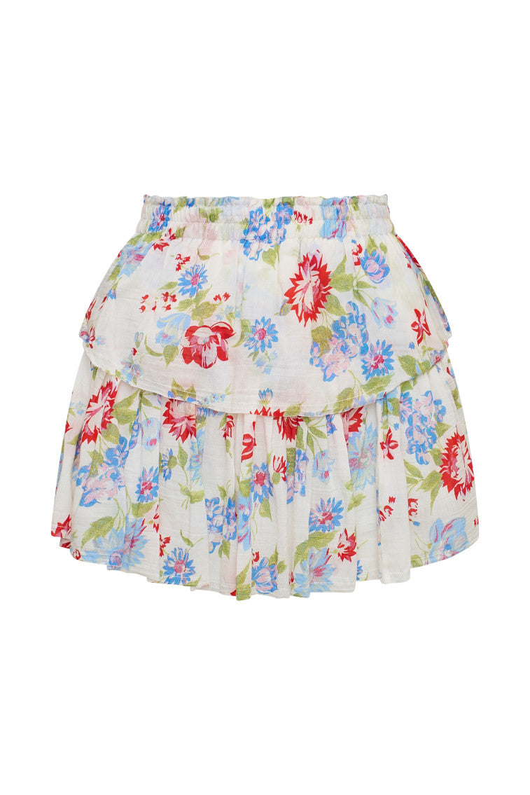 Ruffle Mini Floral Skirt | White