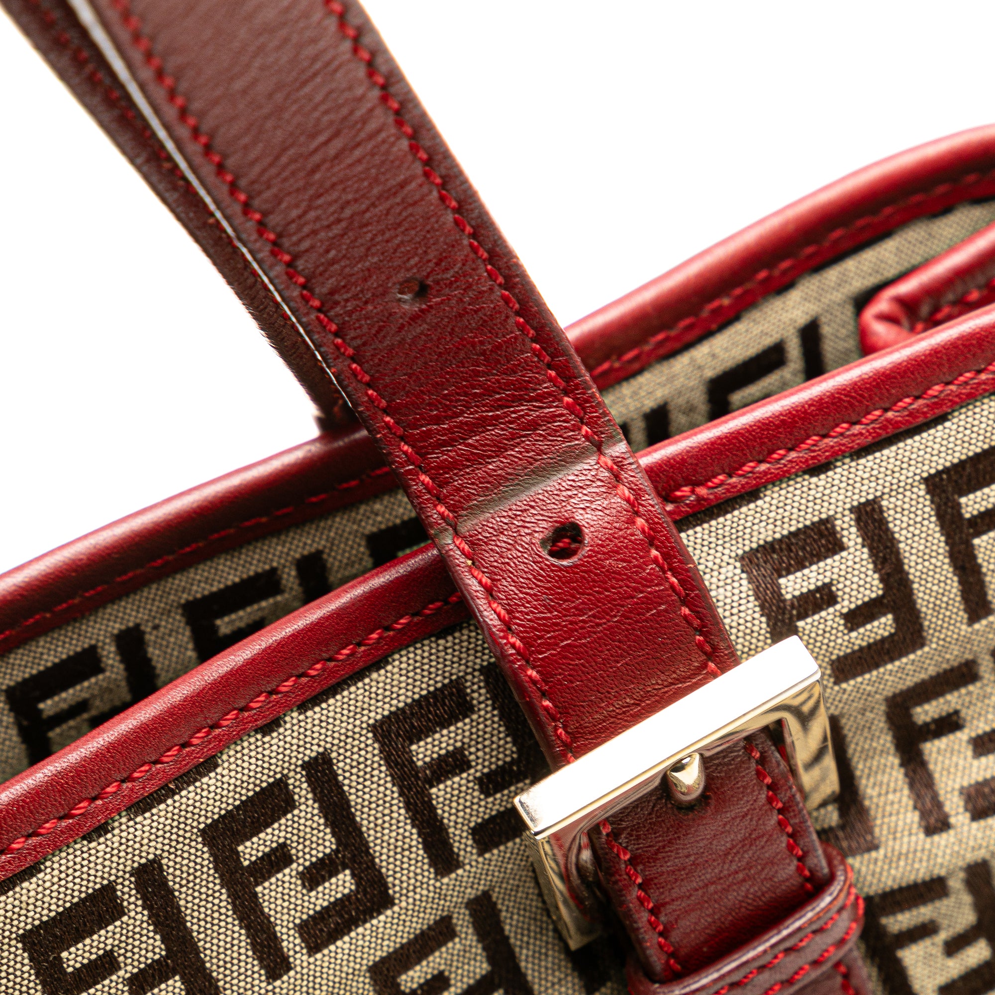 Fendi | Pre-Owned Zucchino Canvas Handbag | Brown/BeigeRed