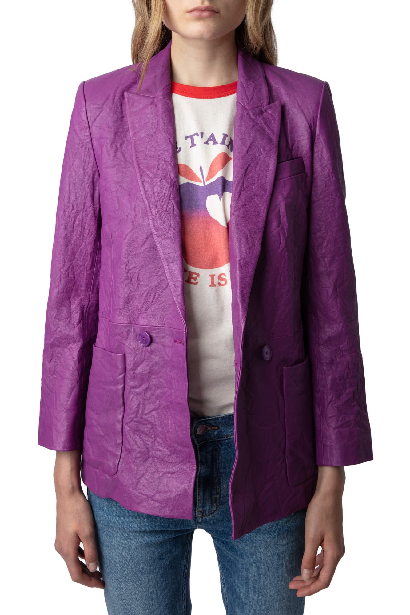 Visko Creased Leather Blazer | Goa