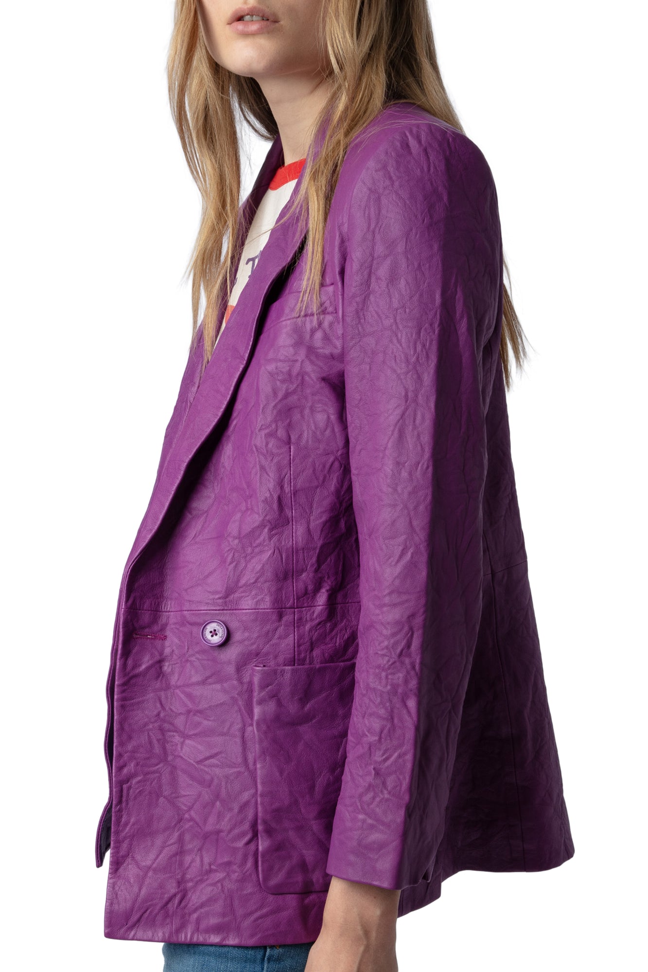 Visko Creased Leather Blazer | Goa