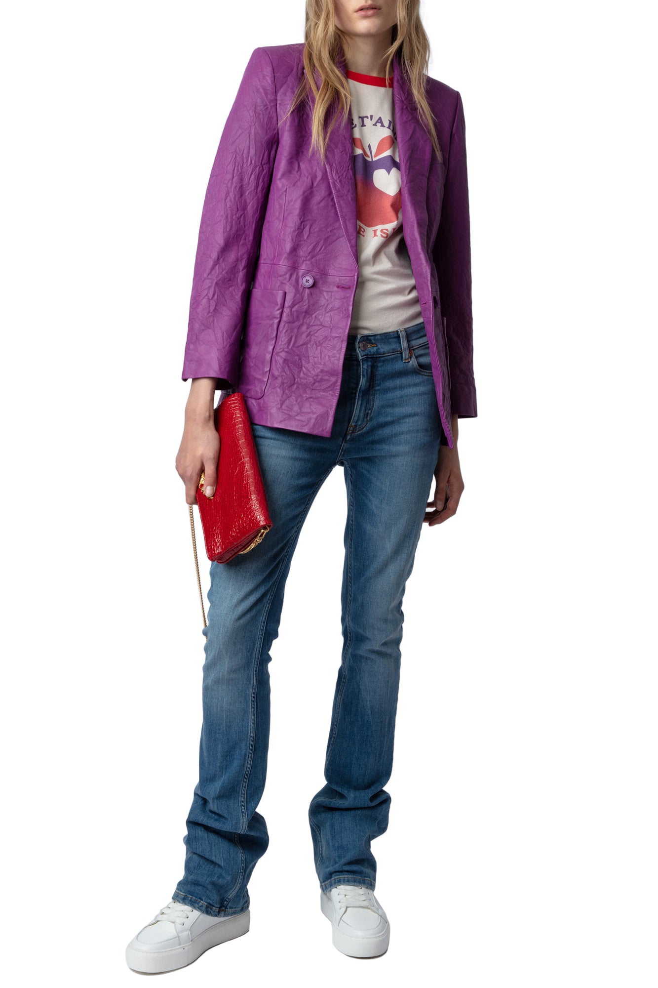 Visko Creased Leather Blazer | Goa