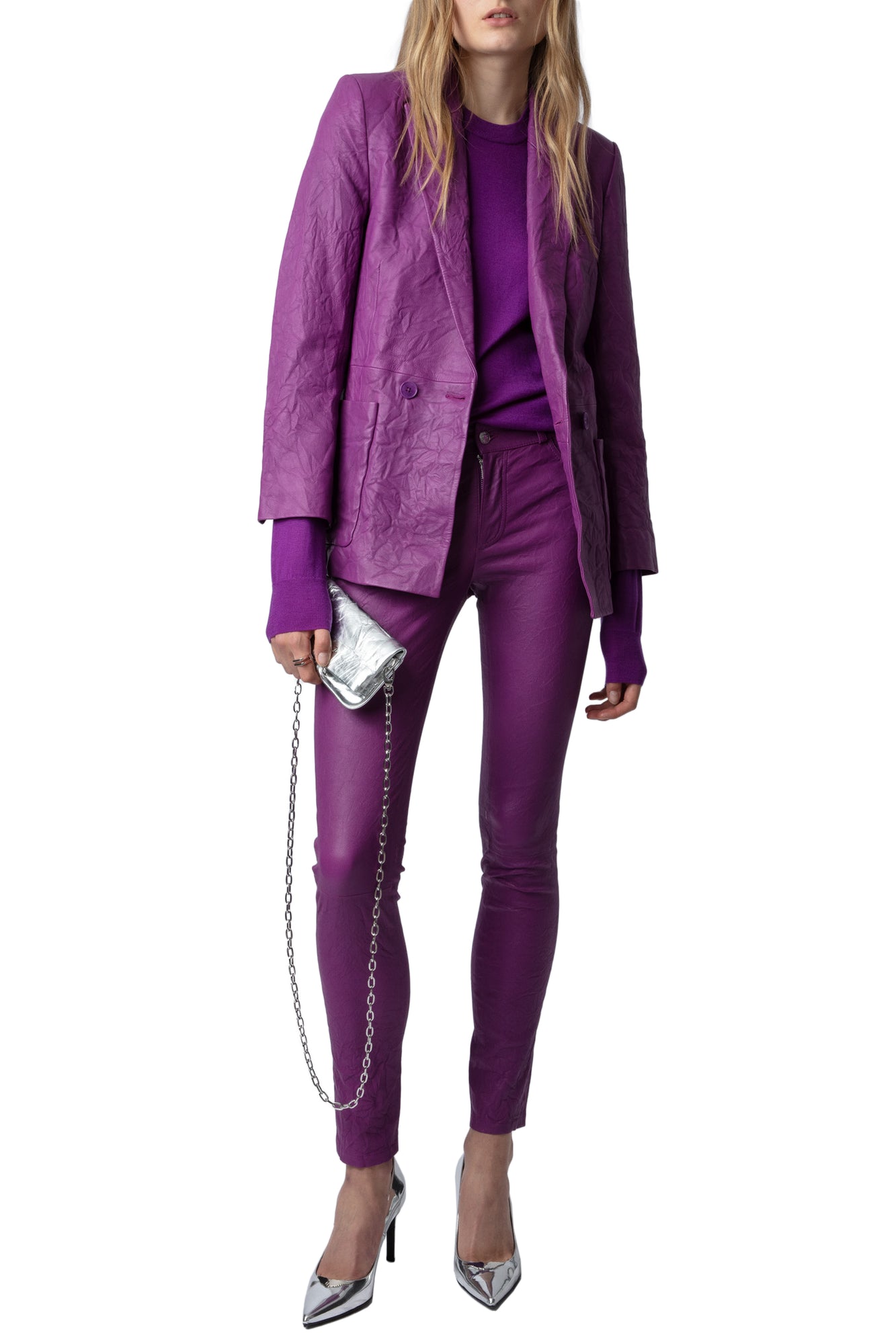 Visko Creased Leather Blazer | Goa