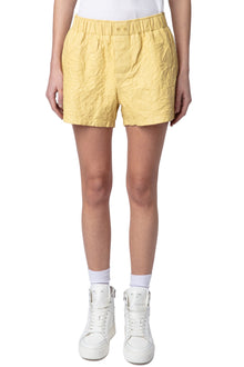Crinkled Leather Bermuda | Shea Butter