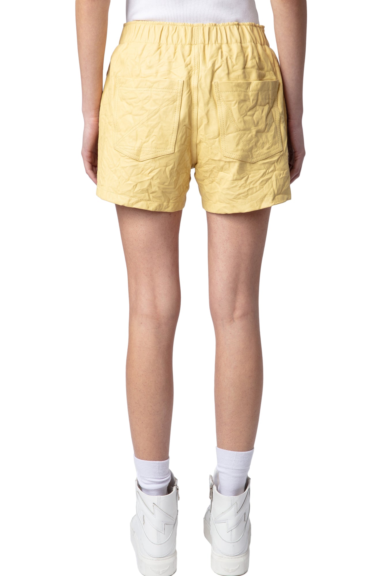 Crinkled Leather Bermuda | Shea Butter
