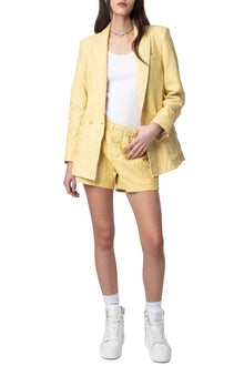 Crinkled Leather Bermuda | Shea Butter