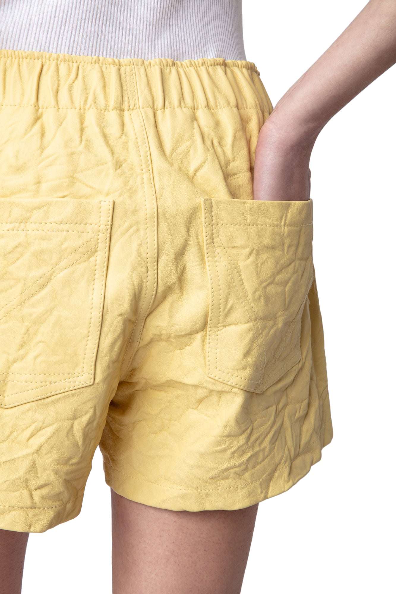Crinkled Leather Bermuda | Shea Butter