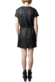 Rexa Crinkled Suede Dress | Black