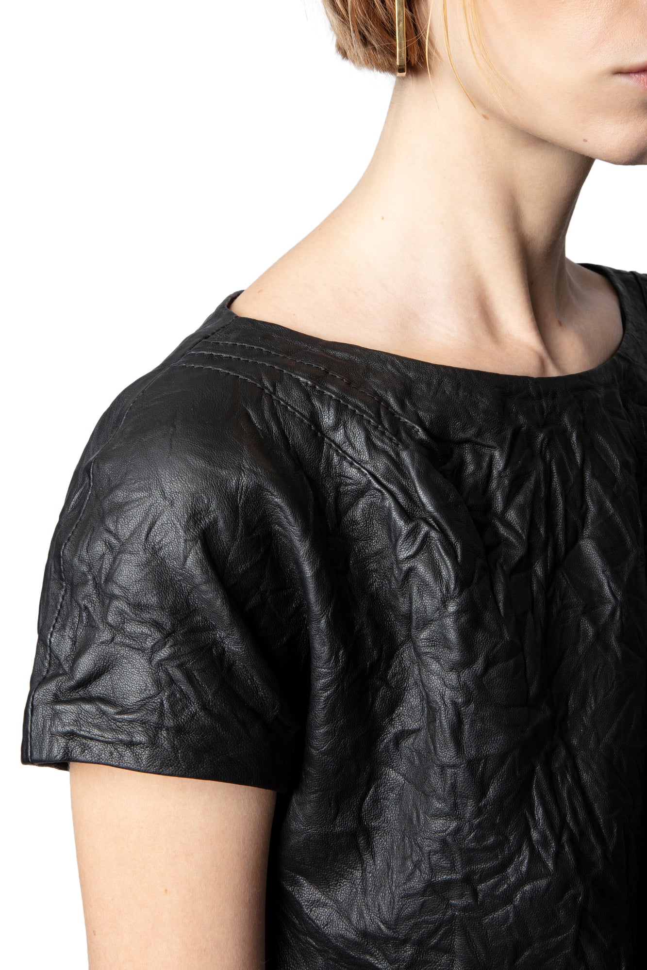 Rexa Crinkled Suede Dress | Black