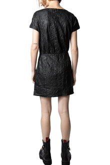 Rexa Crinkled Suede Dress | Black